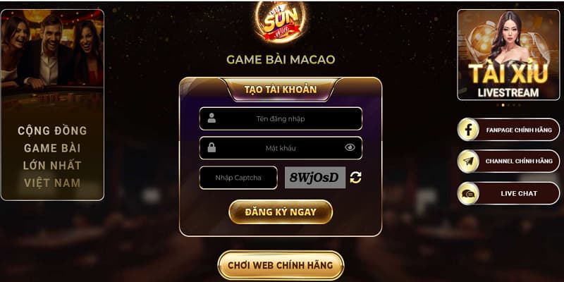 Đăng nhập ở web chính hãng của Sunwin